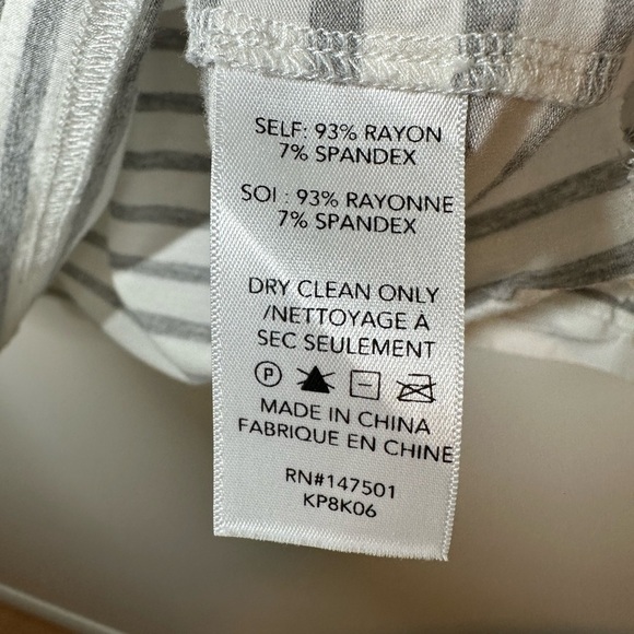 KOBI Halperin Grey and White Stripe Larissa Ruched-Sleeve Top Small - Picture 6 of 8